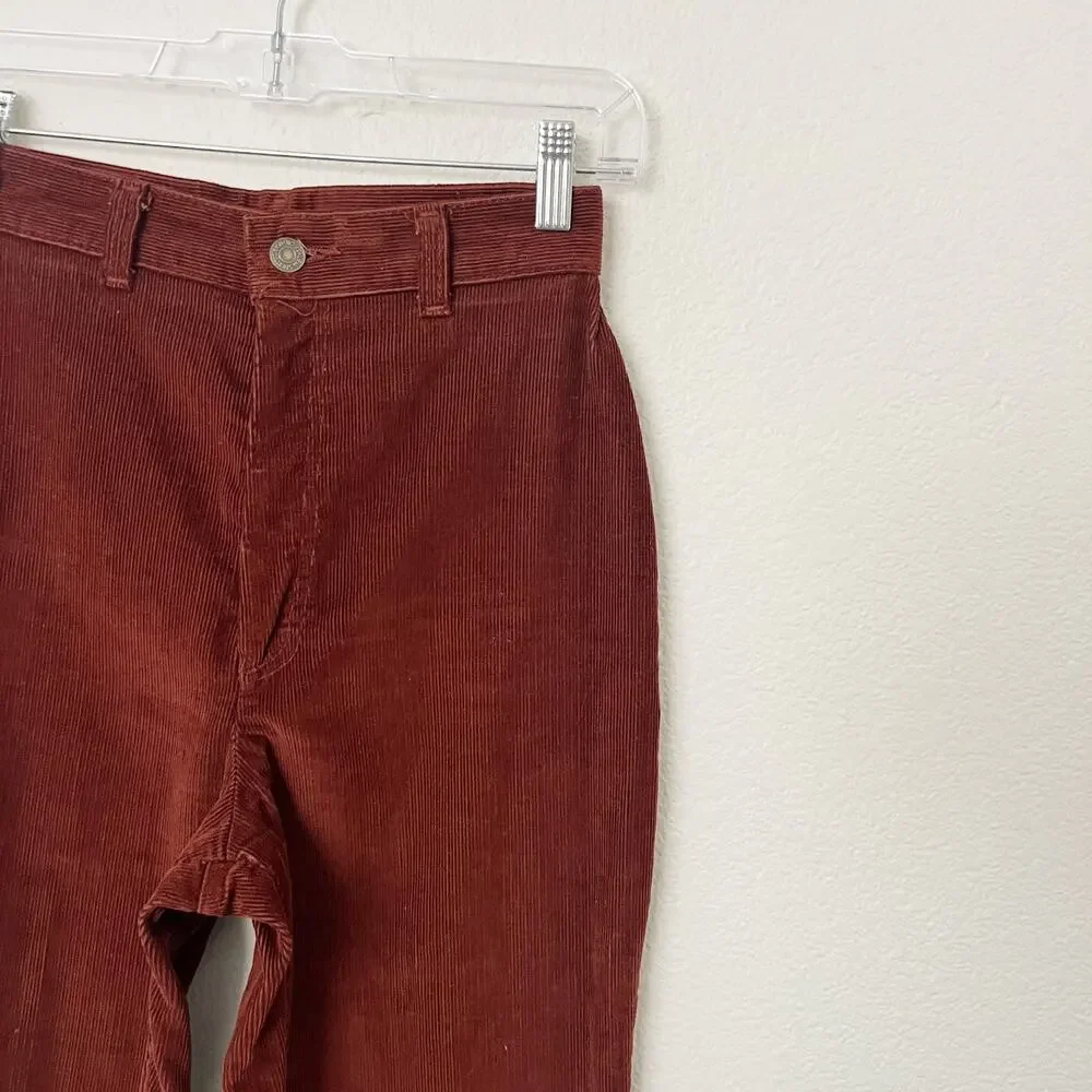 [Vintage] 70s Levi's Rust Brown High Rise Corduroy Flared Bell Bottoms Size 26
